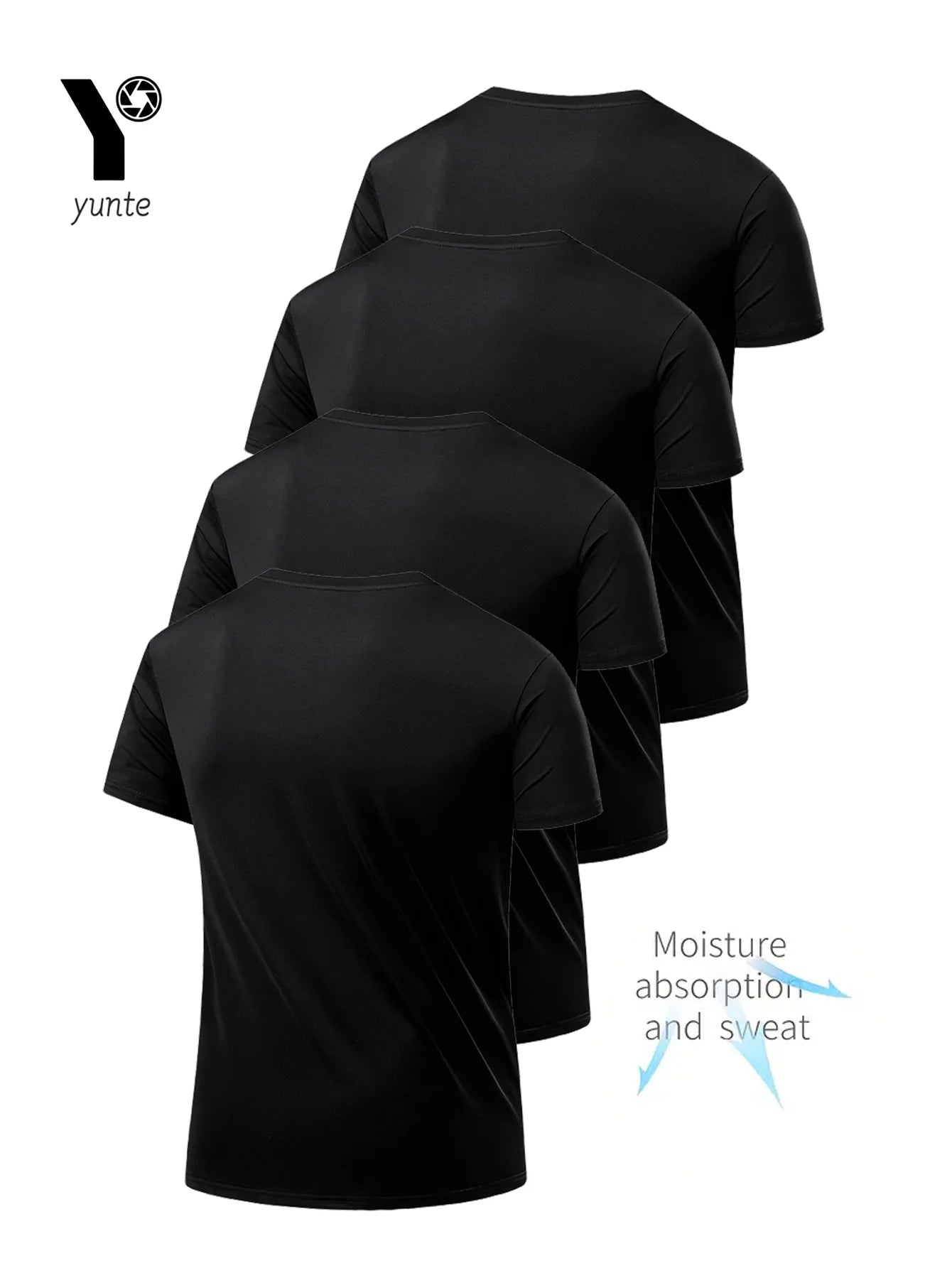 4-Pack Men’s Ultralight Black Round Neck T-Shirts